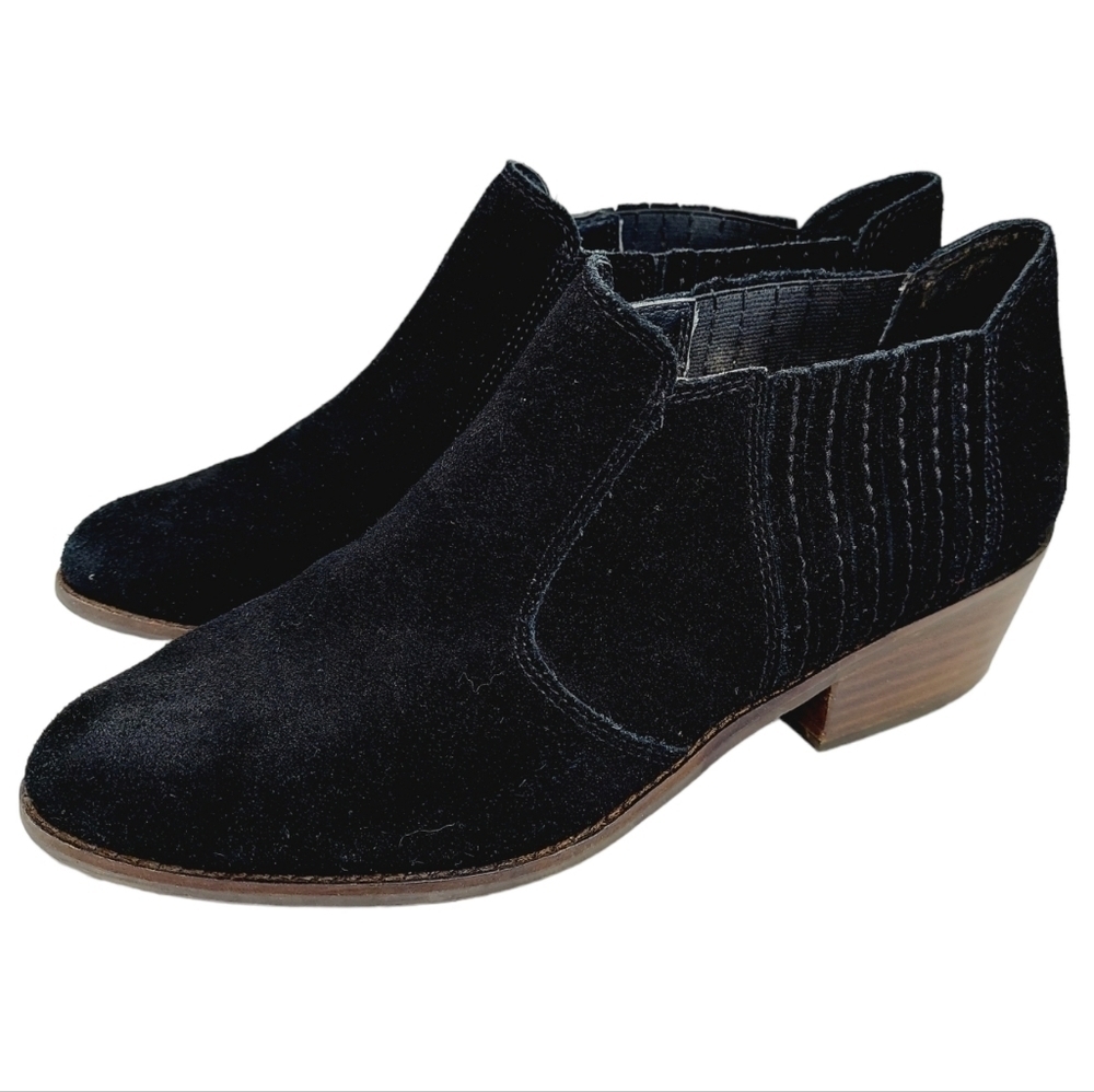 Lucky Brand Womens Folley Black Suede Boots Western Ankle Bootie size 9 Causal